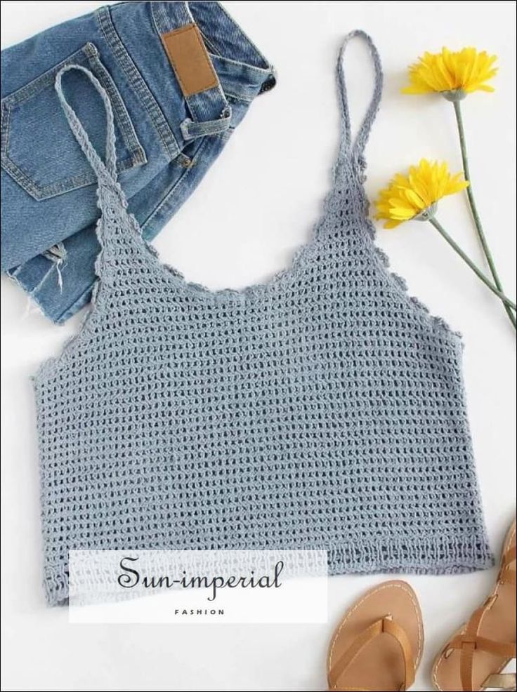 Crochet Crop Cami top 1 SUN-IMPERIAL United States Crop Cami Top, Crochet Tops Free Patterns, Crochet Clothes For Women, Crochet Summer Tops, Top Shein, Crochet Crop, Crochet Tank, Crochet Diy, Crochet Cardigan Pattern