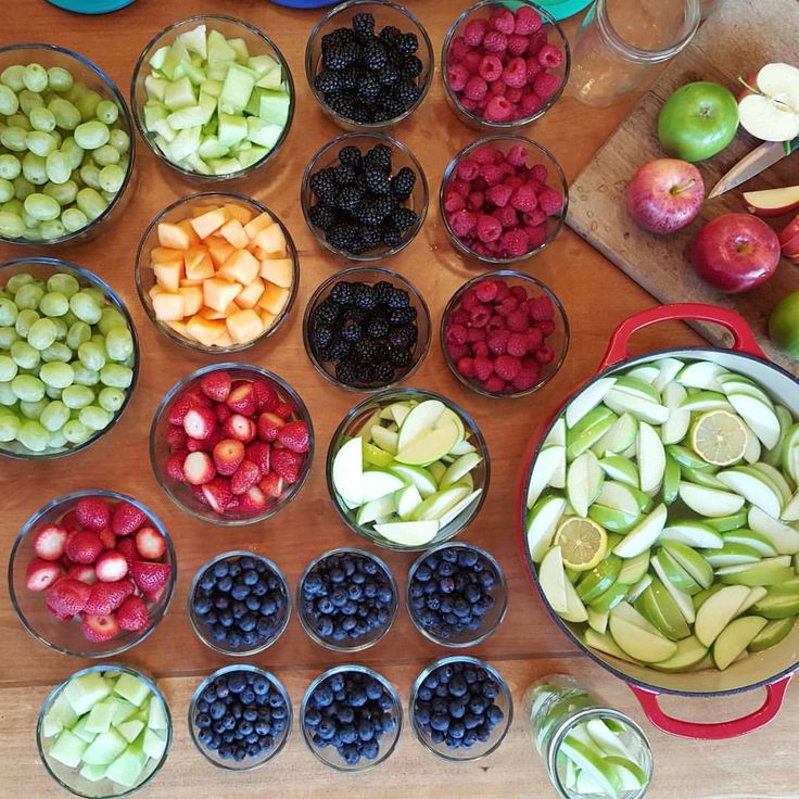 a table topped with lots of different types of fruits and veggies on top of it