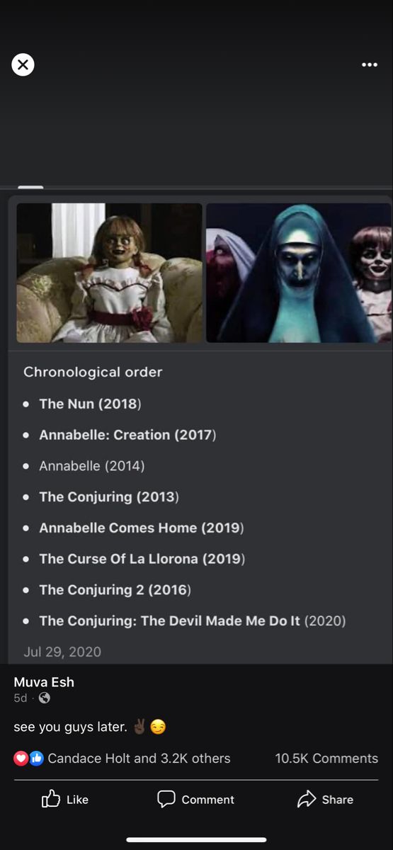 an app with several movies on it, including one for the nun and another for the nun