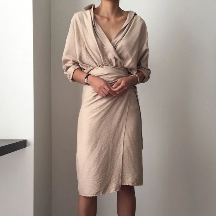 Lauren Deep V-Neck Wrap Shirtdress – watereverysunday Lurex Dress, Velvet Sleeve, Womens Fall Dress, Linen Casual, Tie Waist Dress, Straight Neckline, Dresses Elegant, African Dresses, Spring Women