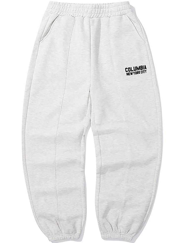 This is a comfortable and casual pants that are made out of high quality cotton and polyester fabric. With design detail of comfortable loose silhouette and elastic waistband with string, it gives a trendy and refined look.- Soft fleece fabric- Pin tuck detail on the front- Elastic waistband with string- Loose silhouette Cotton Sweatpants With Drawstring And Relaxed Fit, Trendy Cotton Sweatpants With Elastic Waistband, Comfortable Cotton Sweatpants With Drawstring, Cotton Joggers With Elastic Waistband For Leisure, Casual Cotton Straight Leg Joggers, Trendy Cotton Joggers With Elastic Cuffs, Gray Cotton Joggers For Leisure, Casual Cotton Joggers For Leisure, Casual Letter Print Sweatpants For Loungewear