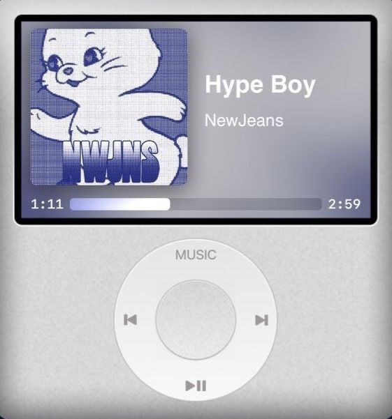 an ipod with the words hype boy on it