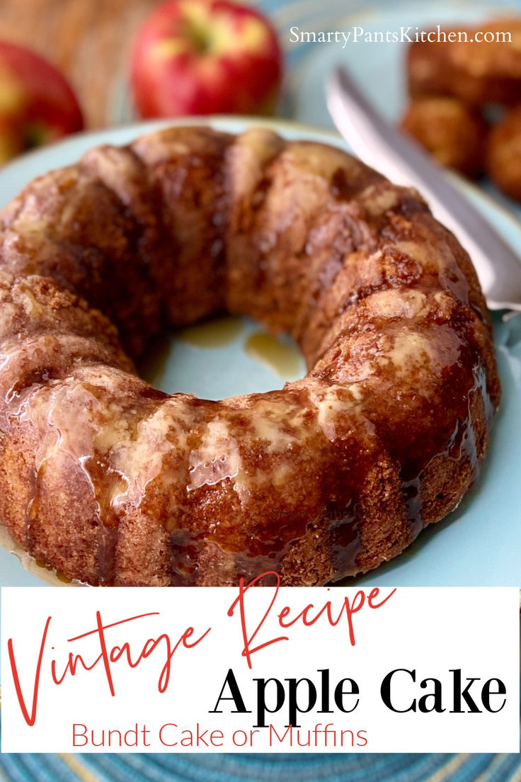 Glazed Bundt Apple Cake on turquoise plate. Nanas Apple Cake Recipe, Vintage Apple Recipes, Apple Cake Homemade, Apple Cake With Orange Juice, Trisha Yearwood Apple Cake, Apple Cake With Butter Sauce, Cooking Light Apple Cake, Apple Cake Made With Applesauce, Recipe For Fresh Apple Cake