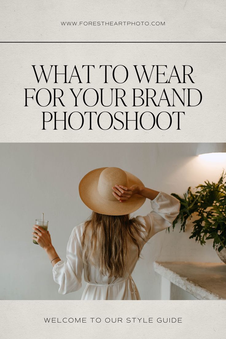 a woman wearing a hat with the words what to wear for your brand photoshoot