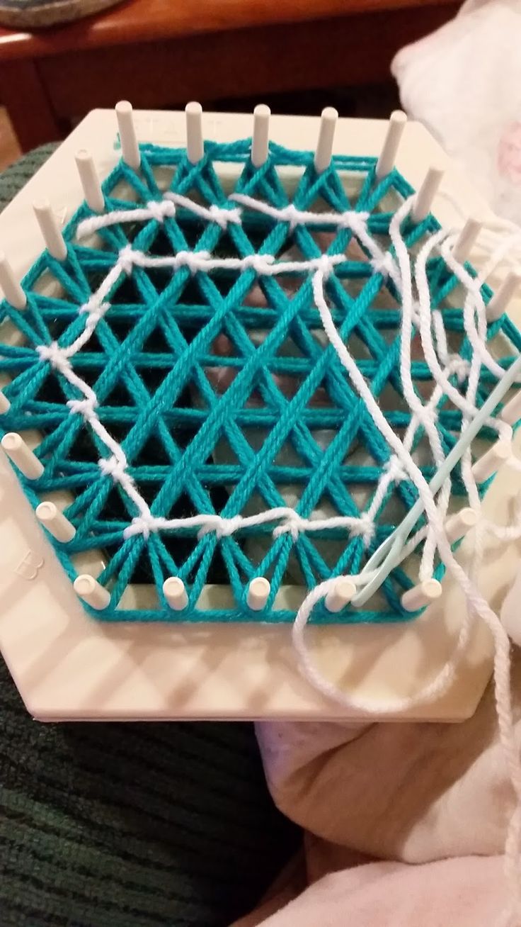 a white and blue object sitting on top of a table