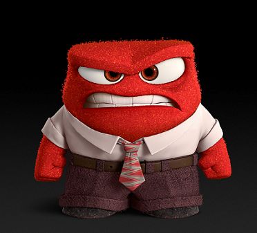 an angry red cartoon character wearing a shirt and tie with his eyes wide open, standing in front of a black background