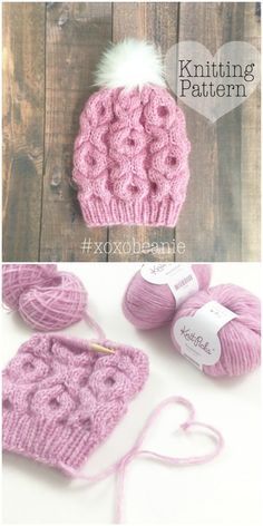 the knitting pattern has been made with yarn and is ready to be used as a hat