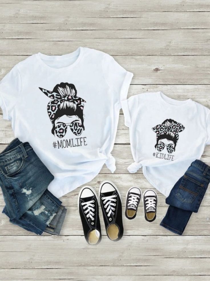 Embrace Mommy & Me fashion with this stylish printed graphic tee. Simple but fab, this round-neck shirt is decorated with cool artwork and #MOMLIFE or #KIDLIFE text. Guaranteed to make you and your mini-me look like twinning off-duty supermodels! Lightweight, high-quality fabric ensures you are comfortable, so you and your little one can look confident and stylish throughout the day. Graphic artwork and text details make a fashion statement. Guaranteed to get you and your precious ones unlimited compliments! Perfect for family events, photoshoots, casual outings, and year-round events Round neck tee with "#MONLIFE" or "#KIDLIFE"" graphic print Tops only available in sizes 6MON-24MON, 3T-8Y for toddlers and girls; S-3XL for mom Mom and girls' sizes are sold separately Mother And Daughter Fashion, Mom And Daughter Shirts, Daughter Fashion, Birthday Sweater, Daughter Shirts, Matching Tshirts, Graphic Print Top, Mom And Daughter, Round Neck Shirt