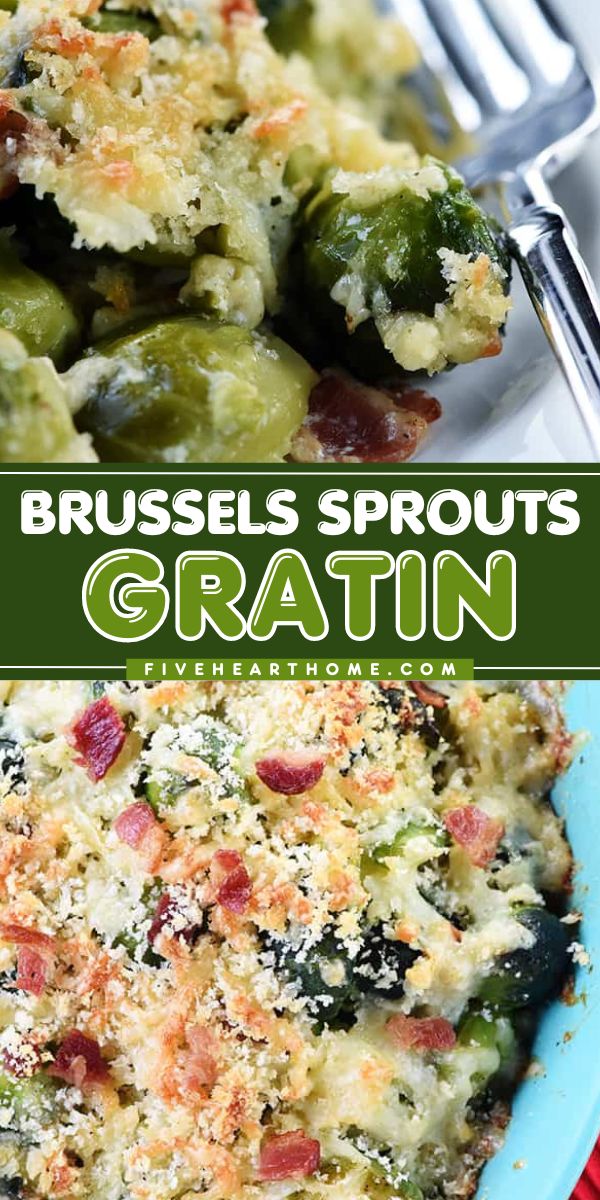 If you love roasted brussels sprouts, then this Thanksgiving dinner recipe kicks things up a notch! Loaded with bacon, Gruyere, and breadcrumbs, this easy Brussels Sprouts Gratin is so decadent. Definitely a Thanksgiving side dish to impress! Brussel Sprout Casserole, Brussel Sprouts Recipes Easy, Brussels Sprouts Gratin, Au Gratin Recipes, Holiday Sides, Sprout Recipes, Brussels Sprouts Recipe, Thanksgiving Side Dishes, Vegetable Sides