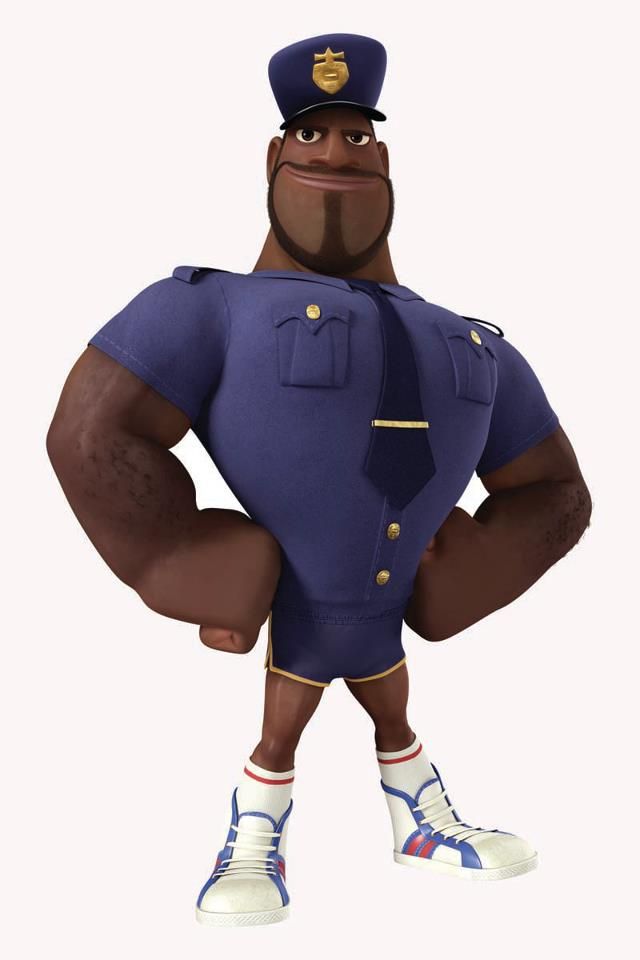 Muscular Black Man, Cloudy Meatballs, Meatballs Movie, Flint Lockwood, Male Cartoon Characters, Райа�н Гослинг, Black Characters, Black Cartoon, Policeman