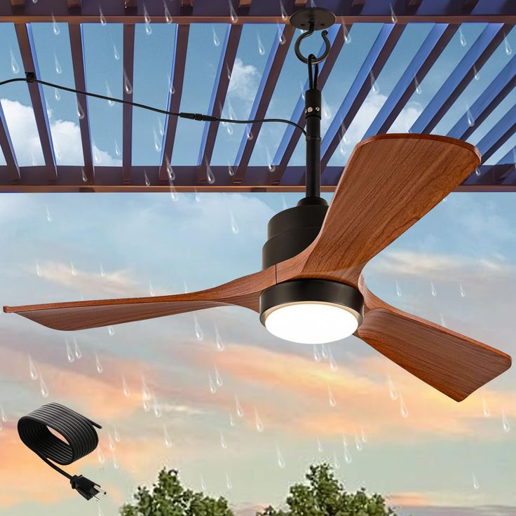 PRICES MAY VARY. 【A Real Waterproof Fan】A whole-machine outdoor ceiling fans for patios waterproof, while others only stay on surface treatment. ZIMOFLL has no plastic lampshades, no rust-prone cage fan. 5 years of carefree circuit break or rusty. 【3-Step Hanging Fan】The hanging hook and plug in outdoor ceiling fan can be freely moved anywhere when you don't need it. 16ft longer wiring(others only 8ft), 5"/10" downrods suitable for large gazebo, patios, or porch. Say goodbye to expensive electri Pergola Ceiling Fan, Outdoor Ceiling Ideas, Patio Ceiling Ideas Outdoor, Outdoor Wall Fan, Porch Fan, Patio Ceiling Ideas, Porch Pergola, Waterproof Gazebo, Patio Fan