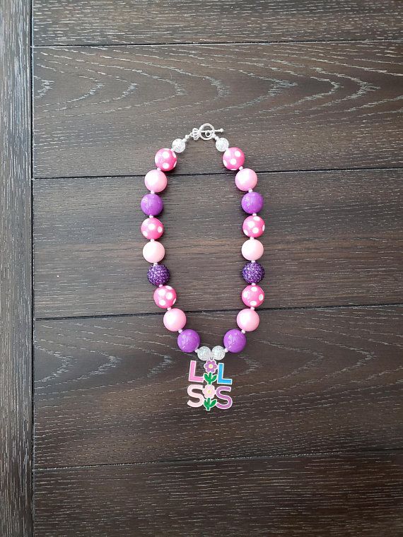 Little Sister Chunky Bubblegum Bead Necklace for kids Cute Purple Beaded Necklace, Playful Adjustable Purple Necklace, Adjustable Purple Playful Necklace, Playful Purple Adjustable Necklace, Playful Pink Beaded Necklaces For Birthday, Pink Letter Beads Necklace For Birthday, Playful Pink Beaded Necklaces For Birthdays, Playful Pink Beaded Necklace For Birthday, Fun Pink Beaded Necklaces