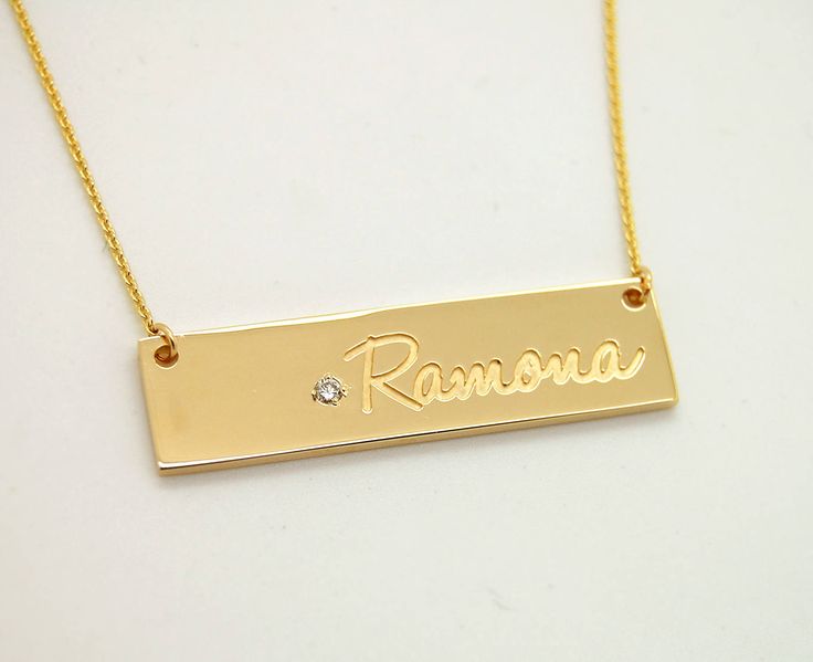 A beautiful custom piece of jewelry with a very personal touch to it - what can be better? Let's make a signature necklace tracing yours or your loved ones handwriting - it's elegant and unique. We can use a signature, a name or any word that you would like to be captured. This is a solid gold nameplate that comes in two sizes: 1.25 in wide and 0.33 in tall (longer chains are available at the drop down menu) 1.5 in wide and 0.4 in tall (longer chains are available at the drop down menu) Add birt Diamond Jewelry With Hallmarks For Gift, Elegant Engraved Name Necklace For Anniversary Gift, Engraved Custom Nameplate Necklace For Anniversary, Luxury Engraved Name Necklace For Personalized Gift, Luxury Necklaces For Gifts, Luxury Personalized Custom Necklace For Personalized Gift, Luxury Personalized Custom Necklace For Gift, Luxury Engraved Custom Necklace For Wedding, Luxury Customized Necklace As A Gift