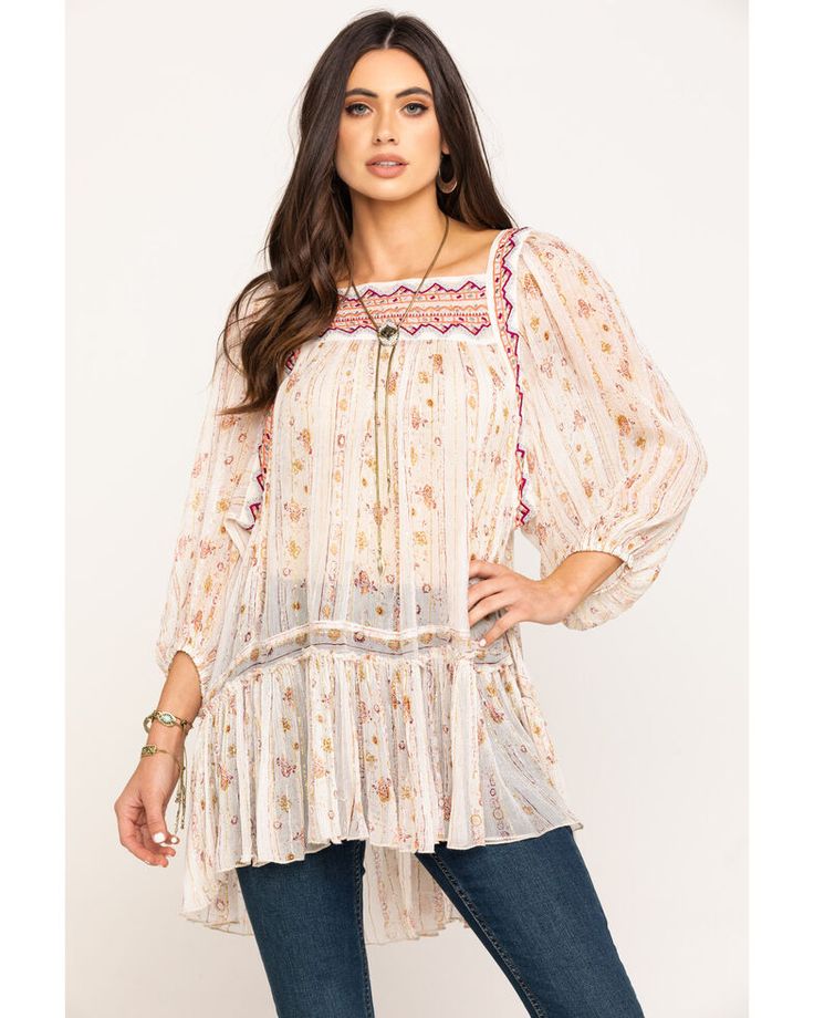 People Dance, Peasant Sleeve, Boho Tunic Tops, Embroidered Tunic Top, People Dancing, Free People Tunic, Tunic Pattern, Lace Tunic, Tunic Style