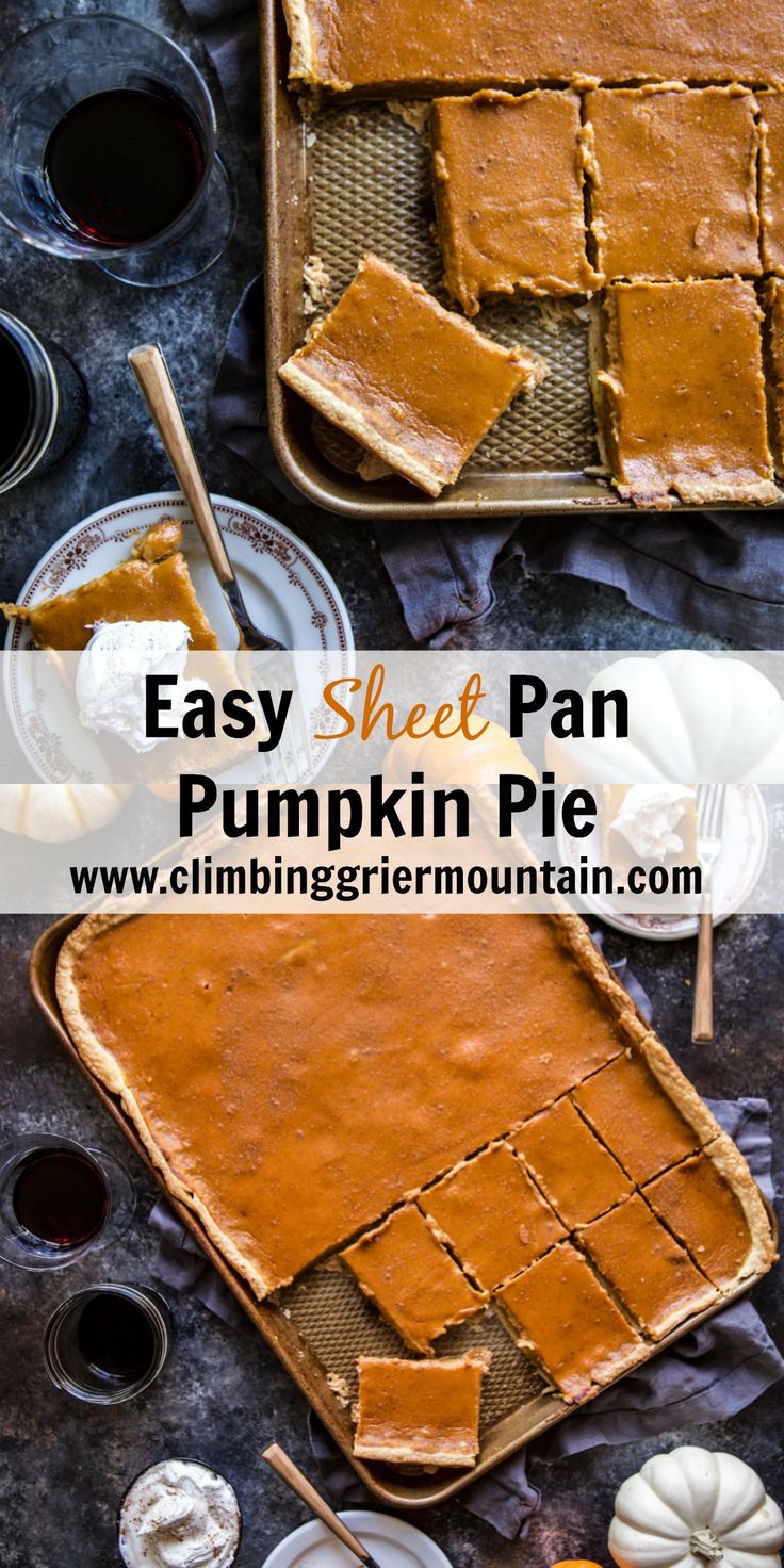 an easy sheet pan pumpkin pie is ready to be eaten