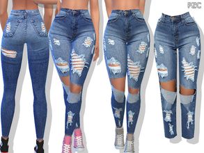 three different views of the same woman's jeans with holes and torn up butts