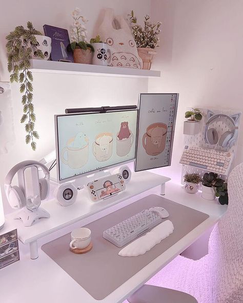 a desk with a computer, keyboard and mouse on it