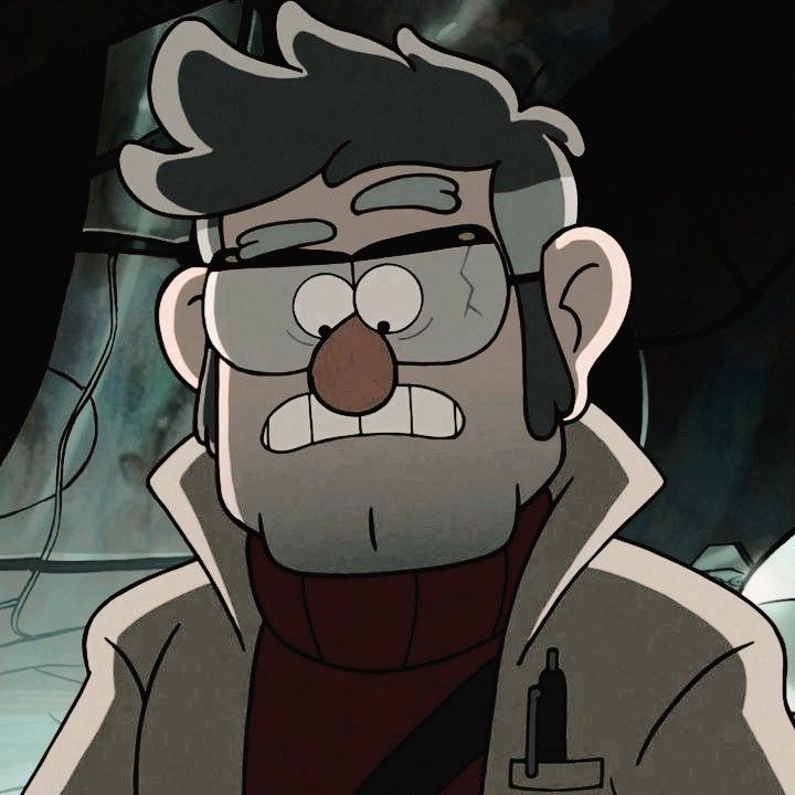 an animated man with glasses and a beard is staring at something in front of him