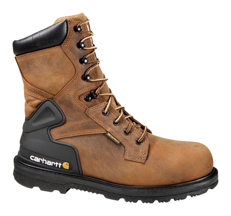 Giving you superior protection and support through tough work, Carhartt Bison Brown Waterproof Steel Toe Work Boots for Men are built to work hard. Rugged, oil-tanned leather uppers surround Storm Defender breathable/waterproof technology inside to keep feet protected, dry, and comfortable on the farm or the worksite. Meeting or exceeding ASTM 2413-17 standards against impact and compression hazards, the boot's steel toes offer peace of mind in challenging work conditions. Under your feet, polyu Mens Rugged, Steel Toe Work Boots, Men Carhartt, Work Boots Men, Boots For Men, Safety Boots, Work Boot, Carhartt Mens, Waterproof Boots