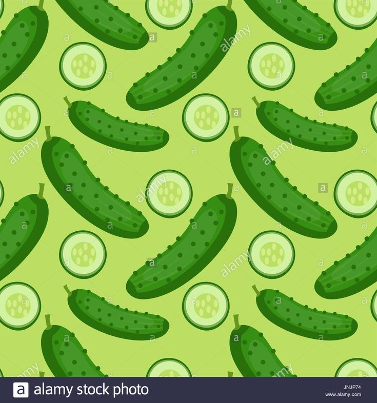 seamless pattern with cucumbers on green background