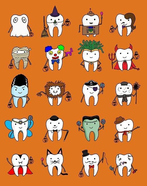 Which tooth are you going to be for Halloween? Dentaltown - Anyone else crazy about Halloween? Halloween Teeth, Dental Social Media, Dental World, Dental Posts, Dental Jokes, Dental Hygiene School, Kedokteran Gigi, Dental Fun, Dentist Humor