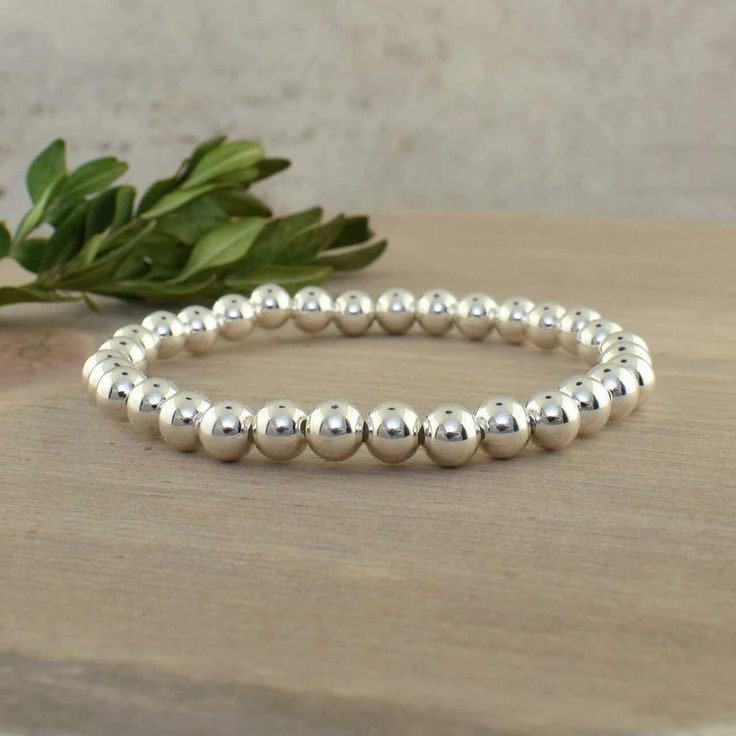 Beaded Stack Bracelet - 6mm Unique Sterling Silver Jewelry, Faith Bracelet, Stack Bracelet, Ball Bracelet, Cross Bracelet, Bead Bracelets, Toe Rings, Bracelet Stack, Pearl Ring