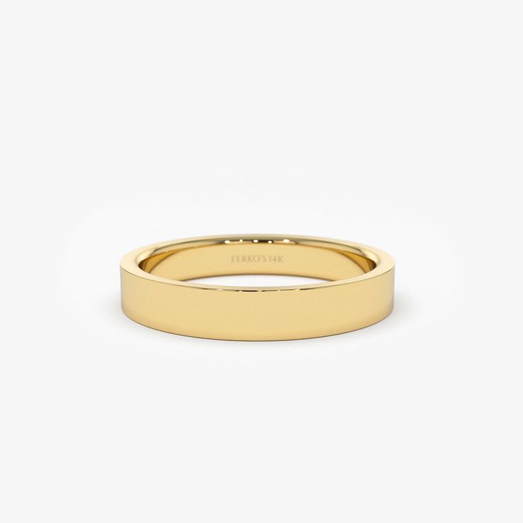 14K Flat 3MM wedding band – FERKOS FJ Minimalist Yellow Gold Thick Band Wedding Ring, Classic Yellow Gold Stackable Rings With Simple Design, Classic Gold Bands For Promise, Classic 14k Gold Couple Rings With Simple Design, Minimalist Yellow Gold Promise Bands, Classic Rose Gold Couple Rings, Classic Yellow Gold Stackable Rings For Promise, Classic Couple Rings With Simple Round Band, Classic Yellow Gold Bands With Simple Design