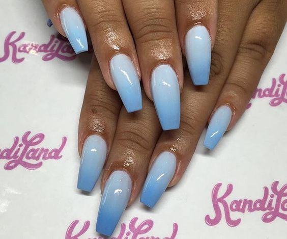 15 GLAM IDEAS FOR OMBRE NAILS - Page 2 of 4 - Inspired Beauty Baby Blue Ombre Nails, Ambre Nails, Blue Ombre Nails, Blue And White Nails, Baby Blue Nails, Nails Yellow, Ombre Nails Glitter, Blue Acrylic Nails, Ombre Acrylic Nails