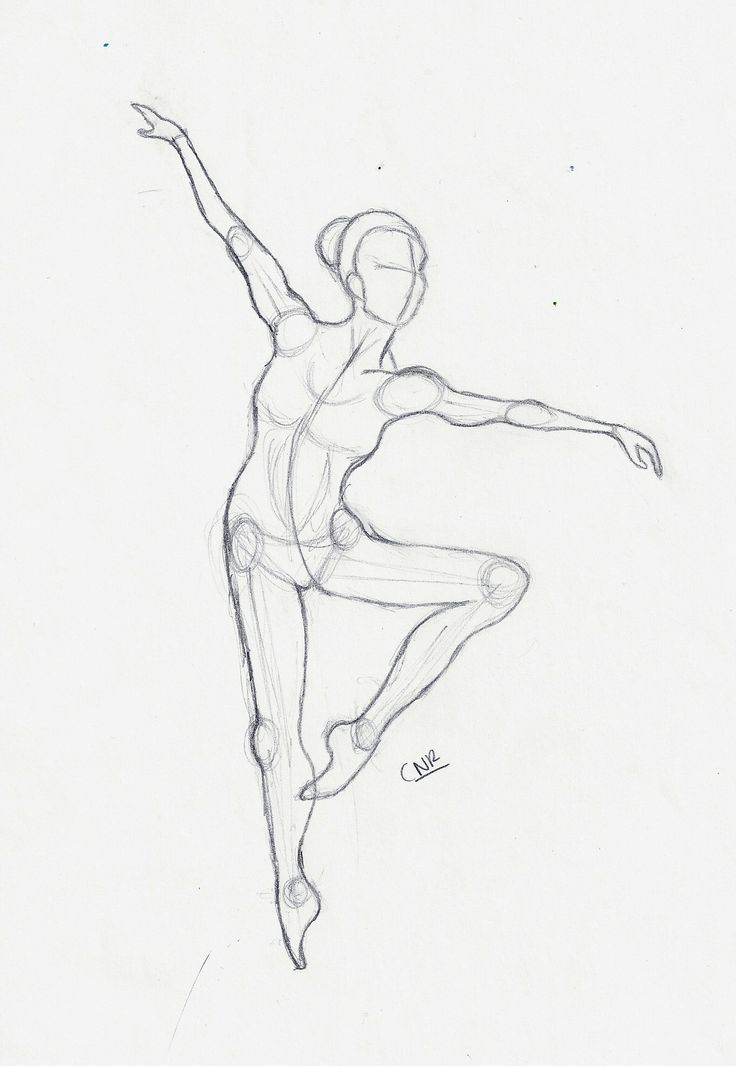 a drawing of a ballerina in the air