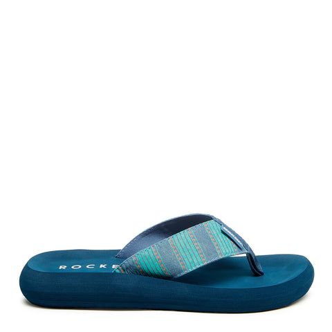 Rocket Dog® Blue Stripe Flip Flops - Seaside Stride Casual Blue Sandals For Summer, Light Blue Synthetic Flip Flops For Summer, Blue Sandals For Beach Vacation, Blue Summer Sandals For Vacation, Comfortable Blue Beach Sandals, Blue Sandals For Summer Vacation, Lightweight Casual Flip Flops For Vacation, Comfortable Blue Sandals For The Beach, Light Blue Sandals For Summer Beach