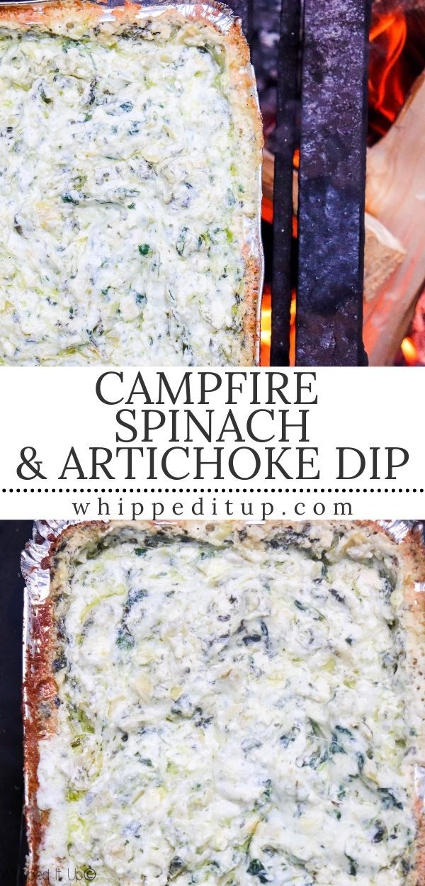 there is a casserole with spinach and artichoke dip in it