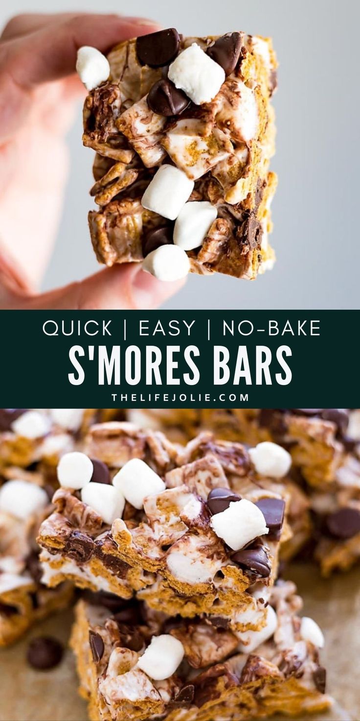 no bake s'mores bars with marshmallows on top