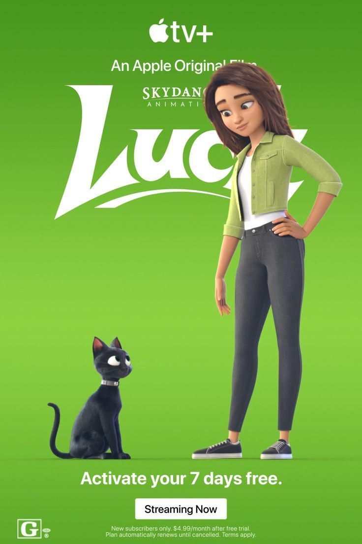 an animated character is standing next to a black cat