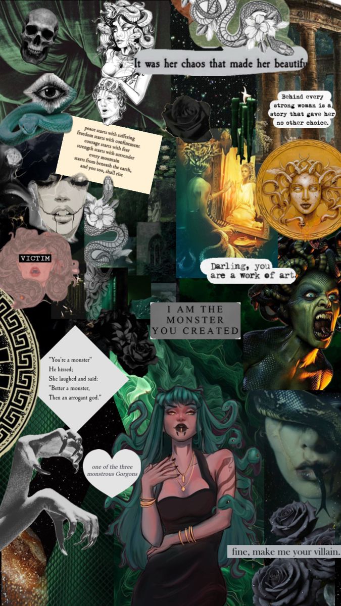 a collage of images and text on a green background with an image of a woman's face