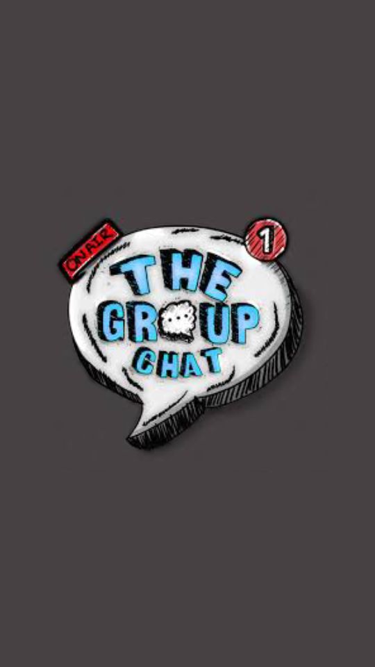 the group chat enamel pin badge on a black background with red and blue lettering that reads,'the group chat '