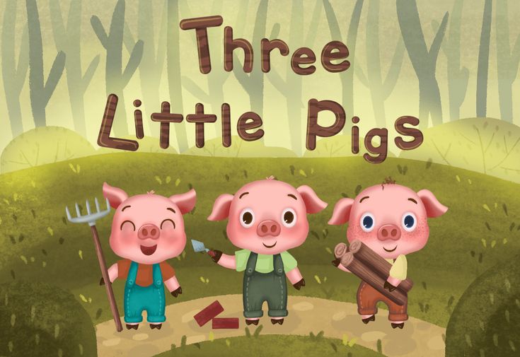 three little pigs are standing in the grass