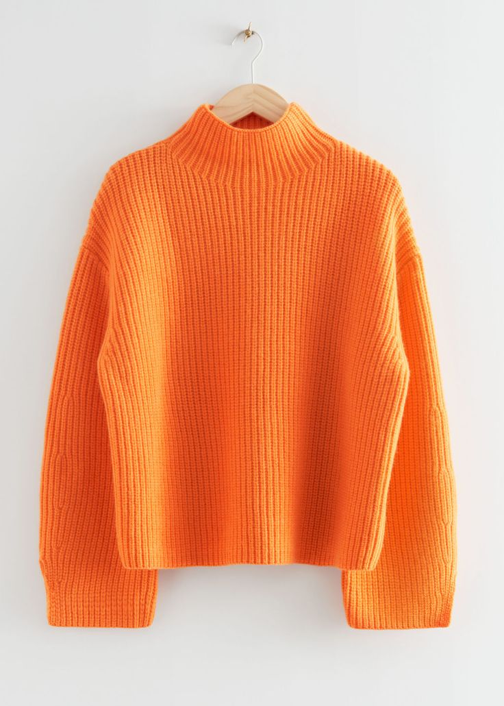 Casual Teacher Outfits, Fuzzy Mohair Sweater, Orange Pullover, Cropped Cable Knit Sweater, Wool Knit Sweater, Orange Sweater, Oversized Turtleneck, High Street Fashion, Sweater Oversized