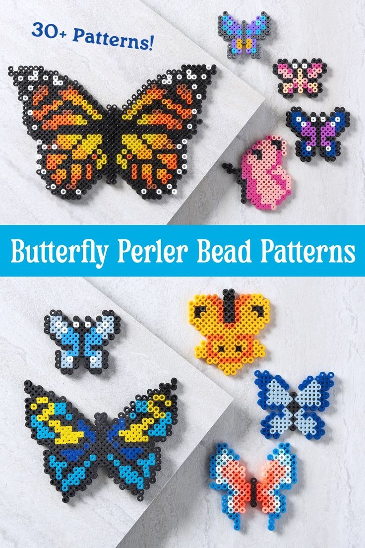 the butterfly perler bead patterns are shown here