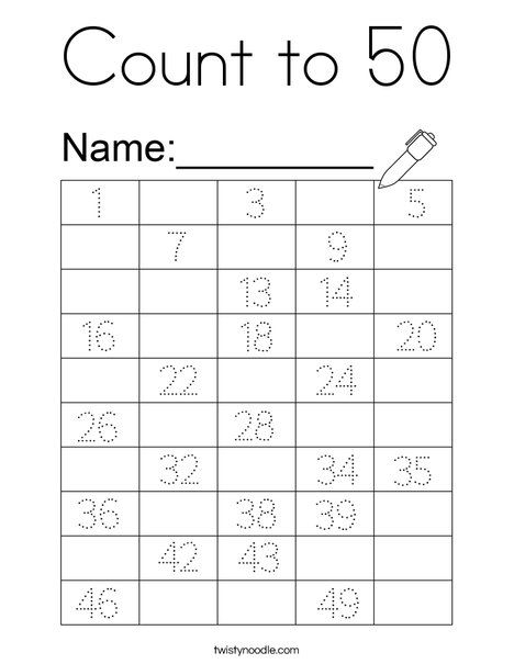 the number 50 worksheet for numbers to go with it's counting game