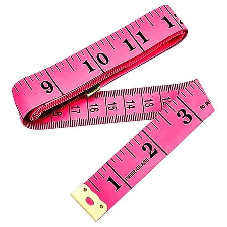 a pink measuring tape with a pair of scissors