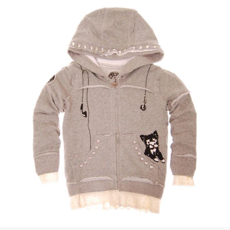 (Nwt) Mini Shatsu, Size Xl (8-10), Puppy Lace Baby Hoody. Fits Cute Gray Sweatshirt For Winter, Hooded Winter Outerwear For Playwear, Winter Fleece Hoodie For Playwear, Cute Winter Outerwear For Playwear, Cute Winter Playwear Outerwear, Hooded Winter Sweatshirt For Playwear, Winter Hooded Sweatshirt For Playwear, Cute Cotton Outerwear For Play, Cute Fitted Hooded Outerwear