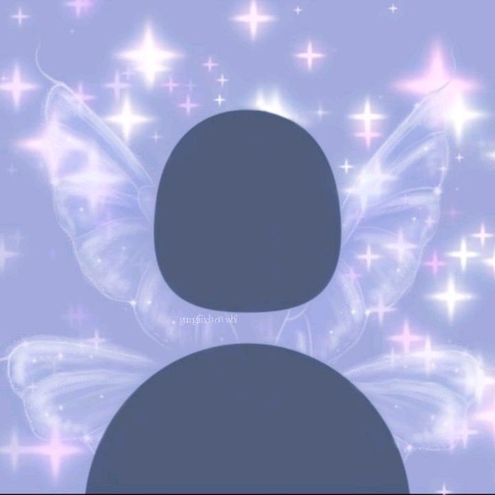 the silhouette of a person with butterfly wings on their back, against a background of stars