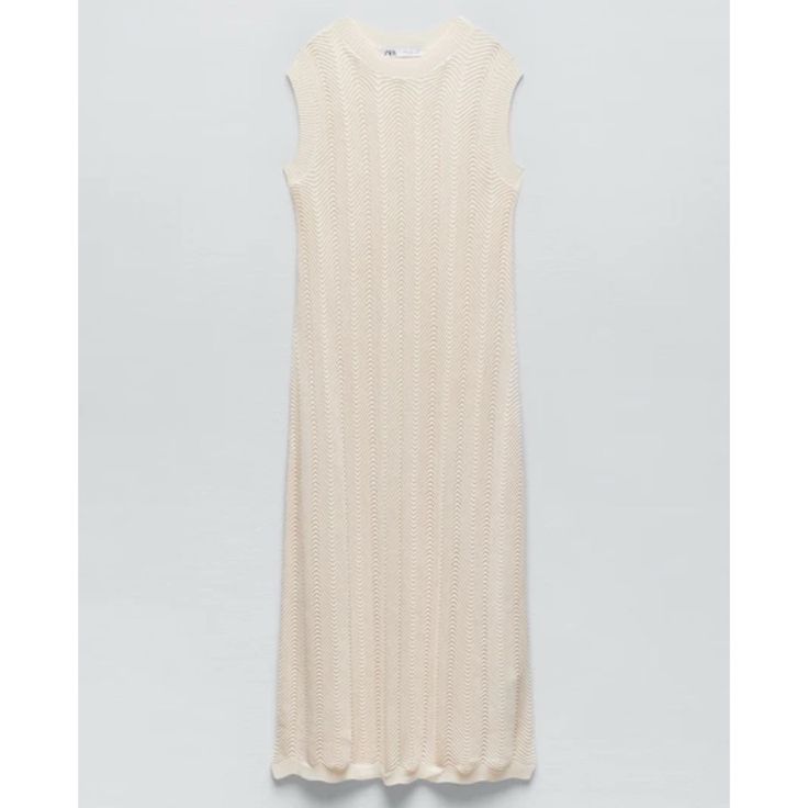 Ecru 2893/018 #Et Chic White Knit Midi Dress, Chic White Knit Dress, Chic Cream Sweater Dress For Spring, Elegant Pointelle Knit Midi Dress For Summer, Elegant White Knit Midi Dress, Spring Midi Dress In Pointelle Knit, Beige Sweater Dress For Spring Daywear, Elegant Cream Ribbed Dress, Elegant Pointelle Knit Midi Dress