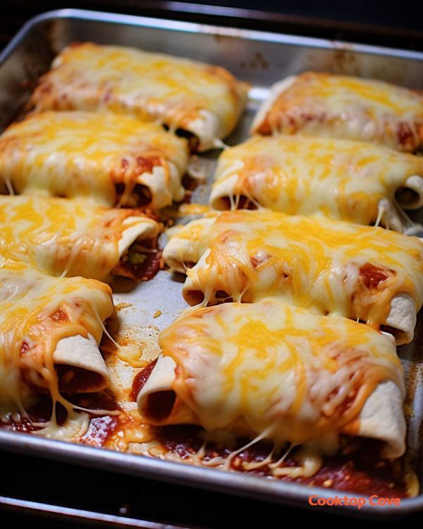 some food is laying out on a baking pan and ready to be cooked in the oven