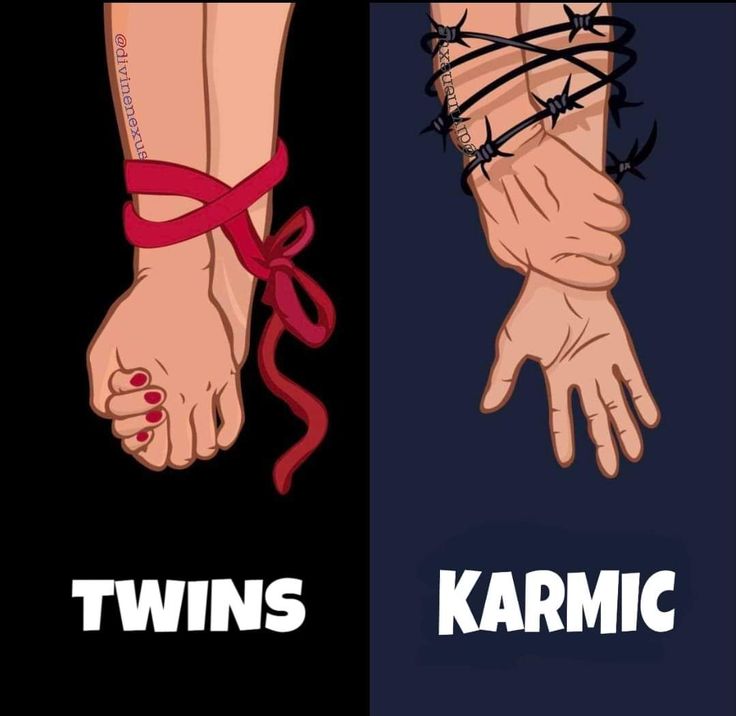 two hands tied to each other with the words twins and karmic on them