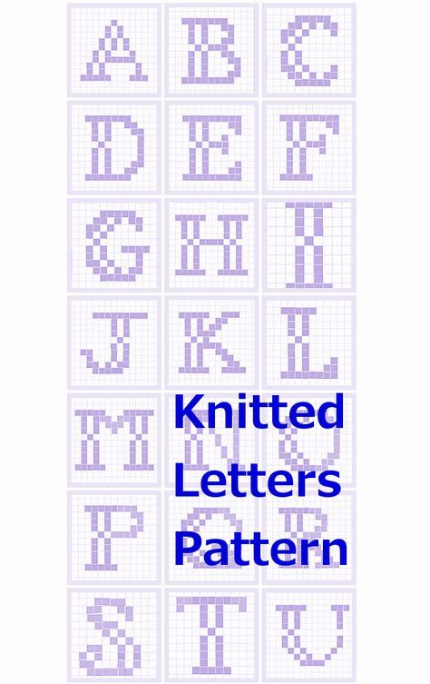 the book cover for knitted letters pattern, with an image of different letters and numbers