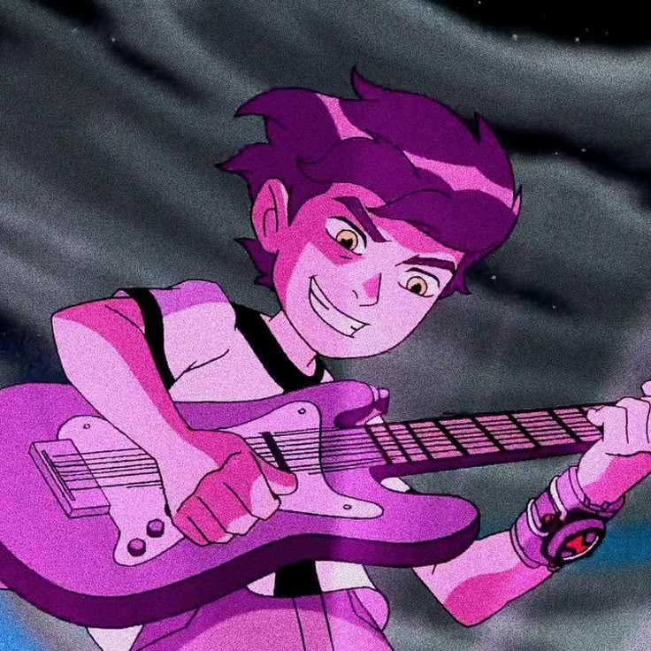 a cartoon character playing an electric guitar