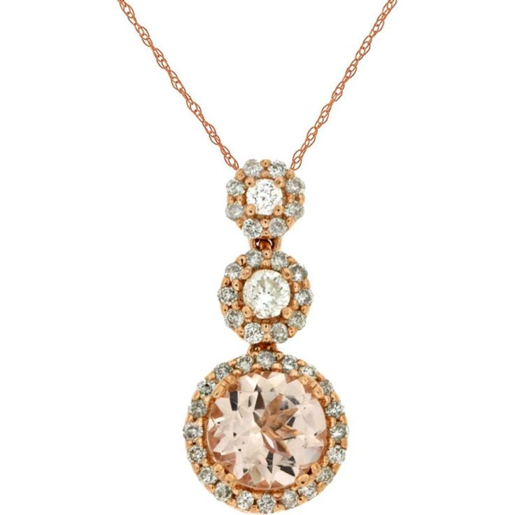 Royal 14K Rose Gold Morganite & Diamond Pendant - Exquisite Elegance Luxury Pink Gold Morganite Jewelry, Timeless Morganite Rose Gold Jewelry, Timeless Rose Gold Morganite Jewelry, Elegant Morganite Jewelry With Accent Stones, Elegant Morganite Jewelry, Timeless Rose Gold Jewelry With Center Stone, Elegant 14k Rose Gold Jewelry With Center Stone, Elegant Pink Gold Morganite Jewelry, Elegant Jewelry In 14k Rose Gold With Center Stone