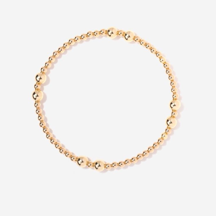 3mm and 5mm Alternating Bead 14K Gold Filled Stacking Bracelet | Little Sky Stone Elegant Gold Beaded Bracelets With Ball Chain, Dainty Beaded Bracelets With Ball Chain, Elegant Gold Ball Chain Bracelet, Gold Beaded Bracelets With Ball Chain For Everyday, Everyday Gold Beaded Bracelets With Ball Chain, Everyday Gold Ball Chain Beaded Bracelets, Gold Beaded Bracelets With Ball Chain, Elegant Everyday Ball Chain Bracelets, Elegant Everyday Rosary Bracelet With Round Beads