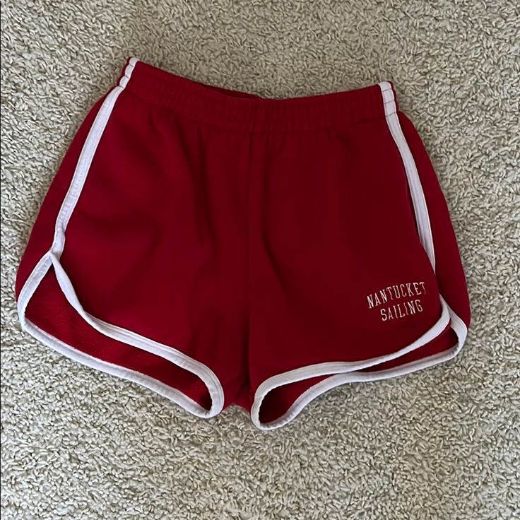 Red Brandy Shorts (Fits A 0-2 Waist) Never Worn Preppy Cotton Shorts For Beach, Preppy Cotton Beach Shorts, Preppy Cotton Shorts For The Beach, Preppy Short Length Beach Bottoms, Sporty Red Bottoms For Vacation, Red Casual Athletic Shorts, Red Cotton Shorts For Beach Season, Red Cotton Athletic Shorts, Red Casual Cotton Athletic Shorts